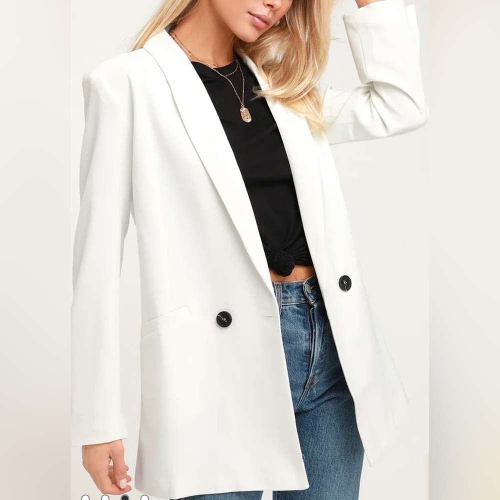 New! Lulus Imani White Oversized Blazer Double Breasted